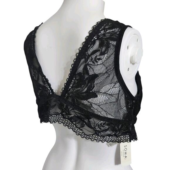 NEW SOMA Plus Size Intimates Black XX-LARGE Embraceable Plunge Lace Bralette - Picture 10 of 11